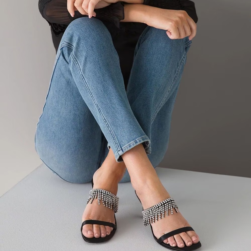WHBM Fringe Rhinestone Heels - Picture 2 of 13